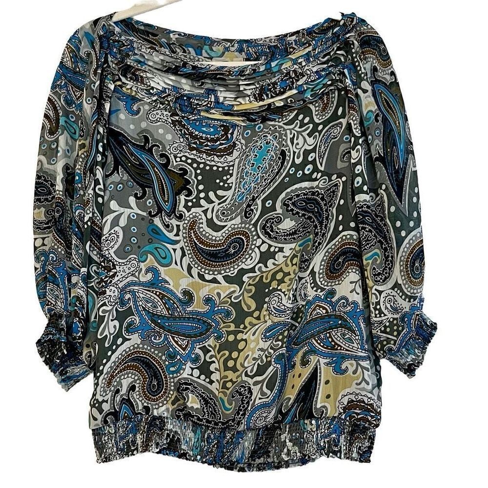 NWT BCBG Maxazria 70s Paisley Blouse Size Small